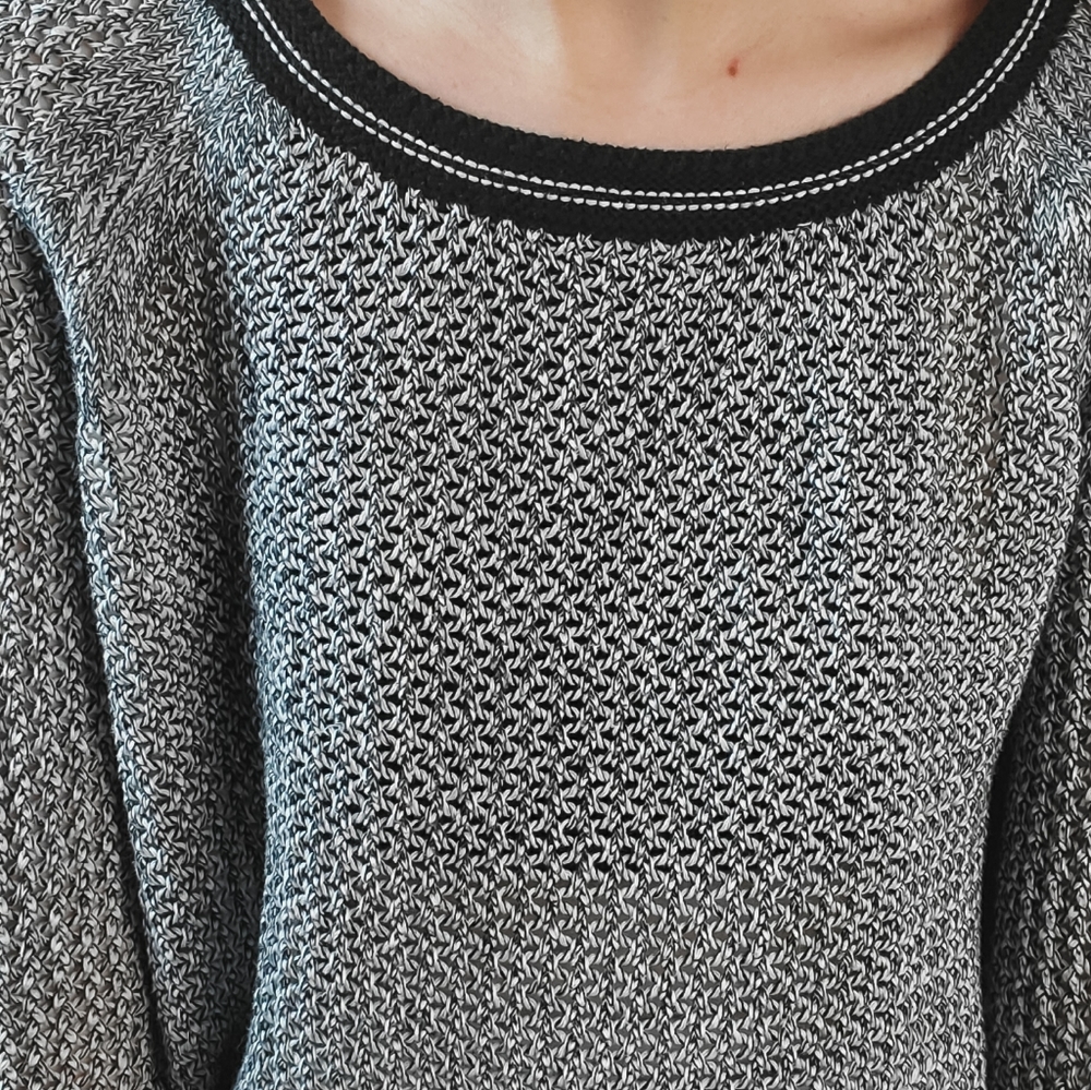 Twik Grey Knitted Sweater with Pink Stripes - Picture 5 of 8